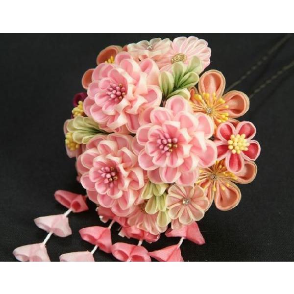 髪飾り　成人式　振袖　卒業袴　七五三　小菊　ピンク　つまみかんざしピンタイプ　日本製 |  | 02