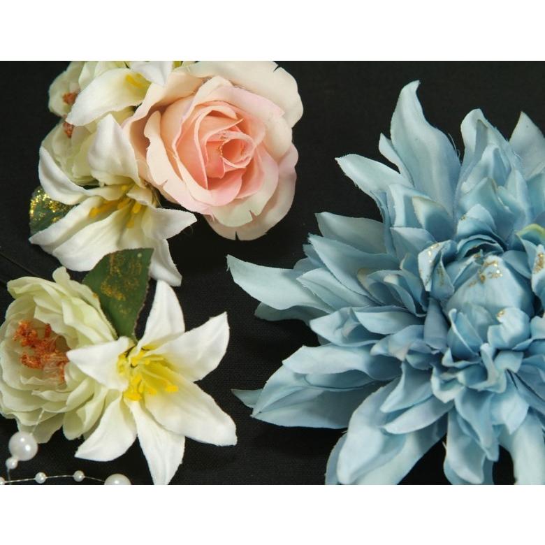 髪飾り　成人式　振袖　卒業袴　七五三　水色　白　ピンク　コーム・ピンタイプ　5点セット　日本製 |  | 02