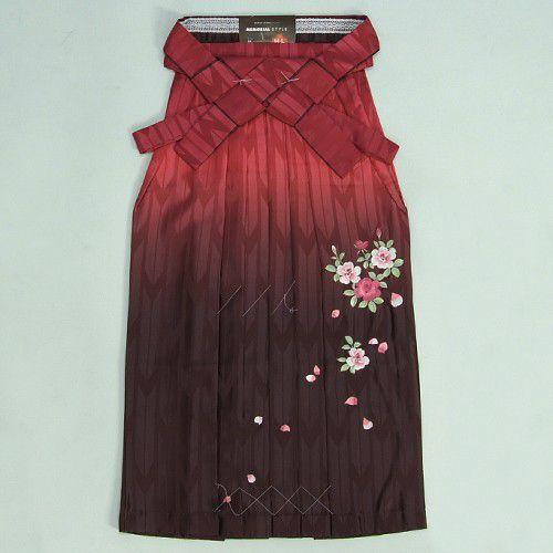 卒業袴　卒業式　HLブランド　エンジ濃淡ぼかしグラデーション　シャンテロゼ刺繍　矢絣地紋　へら付き　特価品