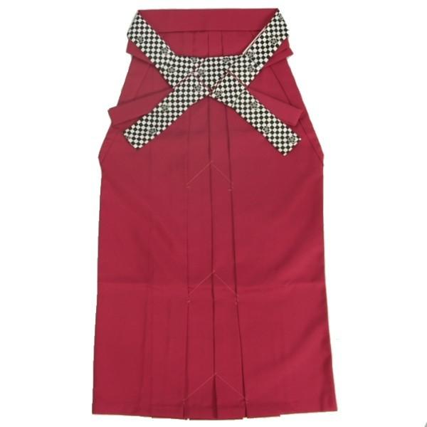 卒業袴 卒業式 明るめのエンジ色 へら付き 紐リバーシブル 市松捻り梅 特価品 SS、S、M、L、LL