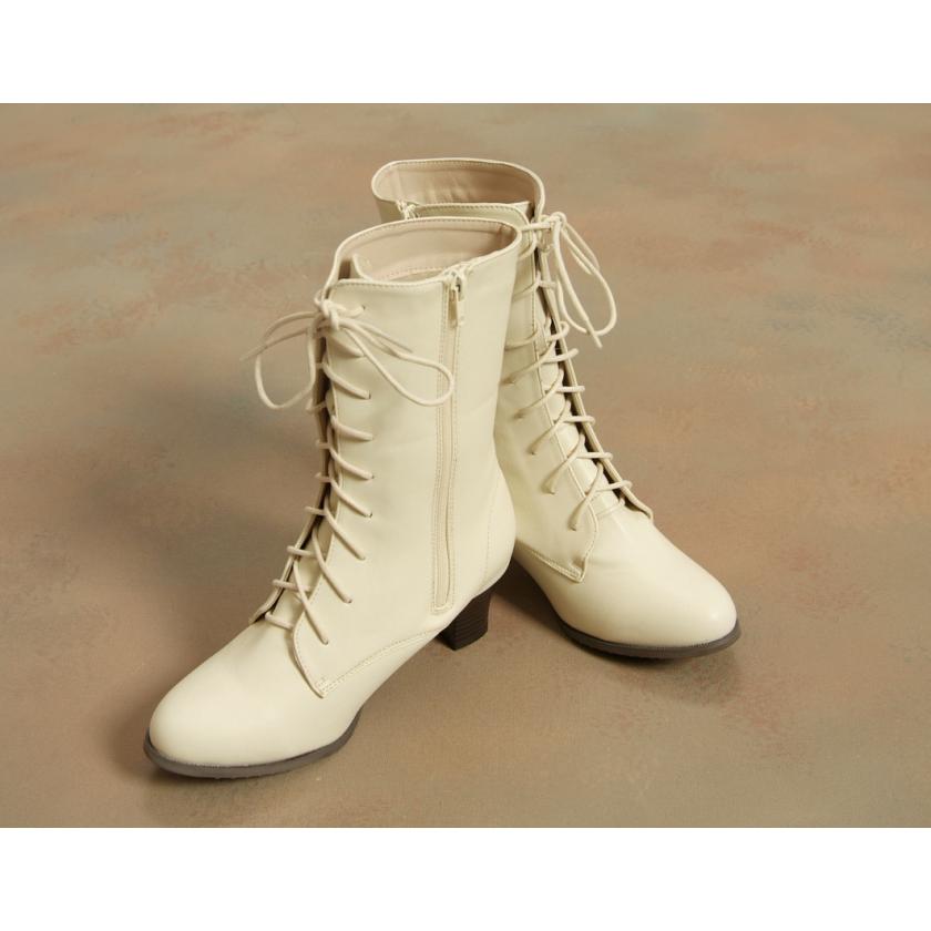 京美 卒業袴 ブーツ アイボリーベージュ 合皮タイプ 9ホール仕様