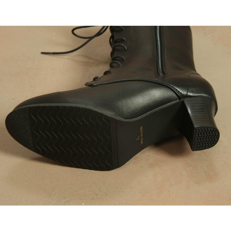 京美 卒業袴 ブーツ 黒色 合皮タイプ 9ホール仕様 編み上げサイド