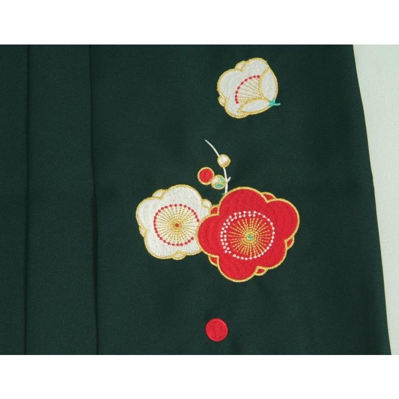 小学生　卒業袴着物４点セット　花ひめブランド　ジュニアサイズ　オフホワイト　赤色大芍薬　緑刺繍袴　ピンク黄色両面帯　十三参りとしても御使用出来ます | 京美 | 04