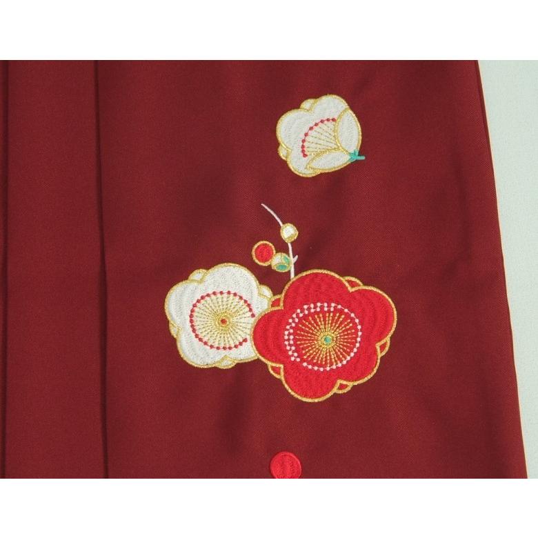 小学生 卒業袴着物４点セット 花ひめブランド ジュニアサイズ クリーム 梅柄 エンジ刺繍袴 赤黄色両面帯 十三参りとしても御使用出来ます | 京美 | 04
