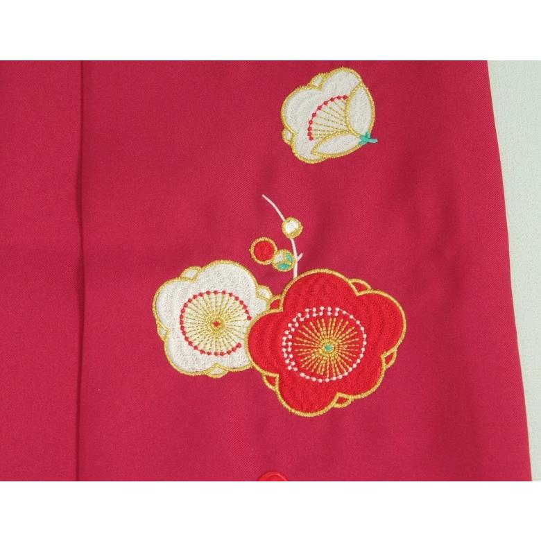 幼稚園　保育園　卒園袴着物４点セット　マユミブランド　キッズサイズ　オフホワイト色　濃ピンク刺繍袴　赤黄色両面帯 | 京美 | 05