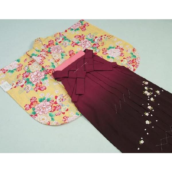 卒業袴着物フルセット　卒業式　黄色　桜刺繍濃淡ボカシ袴　レンタルよりお値打ちな13点セット | 京美 | 01