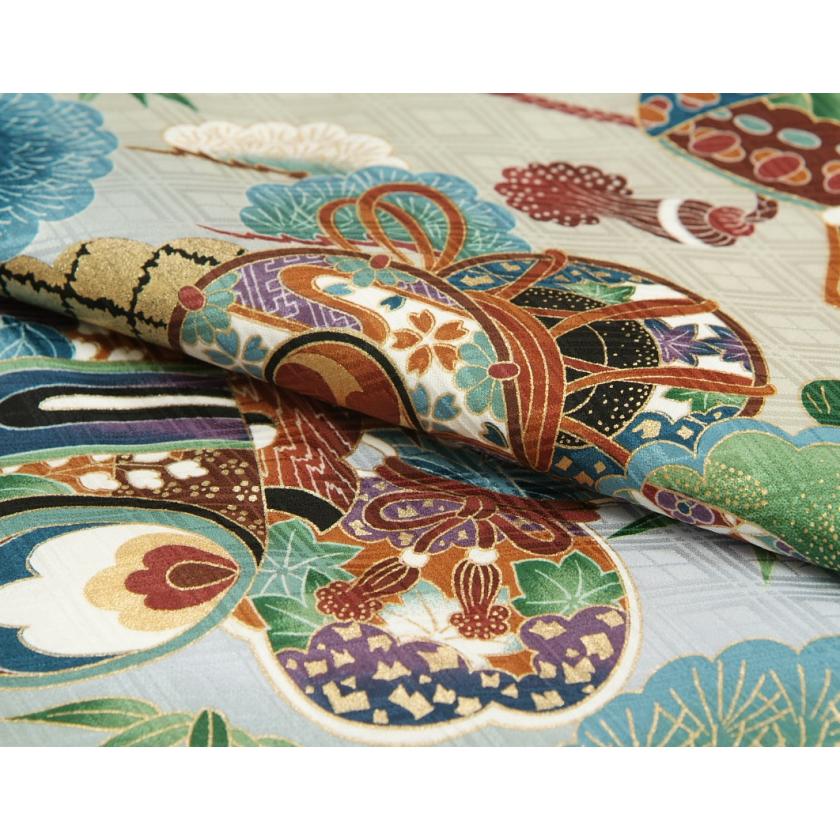 お宮参り 着物 男の子 絹100％ 正絹 赤ちゃん 初着 産着 黒地 兜 小槌 地紋生地 | 京美 | 05