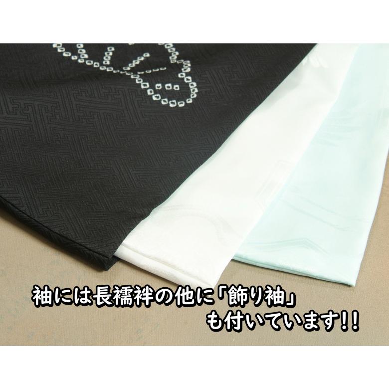 お宮参り 着物 男の子 赤ちゃん 正絹 男児初着 黒 総刺繍鷹 金糸刺繍 本手絞り 金駒刺繍 紗綾地紋生地 日本製｜doresukimono-kyoubi｜11