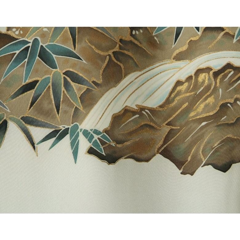 お宮参り 着物 絹100％ 正絹 男の子 男児初着 白地 虎 手描き 手染め 金糸刺繍 金彩使い 変わり無地生地 日本製 | 京美 | 04