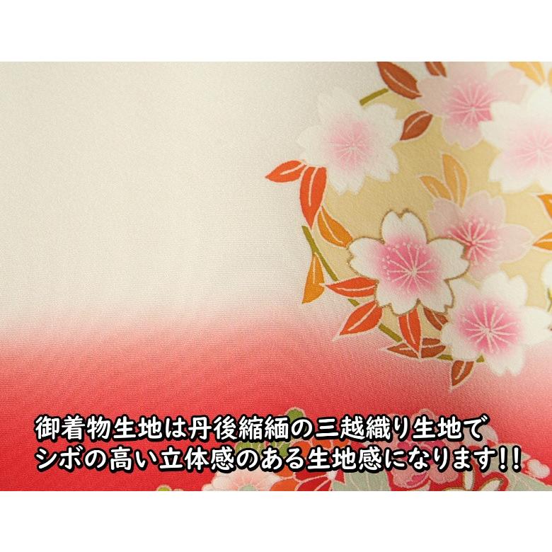 お宮参り 着物 女の子 絹100％ 正絹初着 赤ちゃん 丹後ちりめん 三越織り 濃淡ピンク白赤染め分け 手染め 手描き 日本製 | 京美 | 05