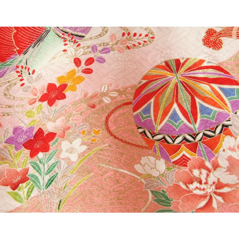 【着物美品】お宮参り　産着　祝着　ピンク×ミントグリーン　花蝶　女の子　襦袢付き 着物美品】お宮参り 産着 祝着 ピンク×ミントグリーン 花蝶