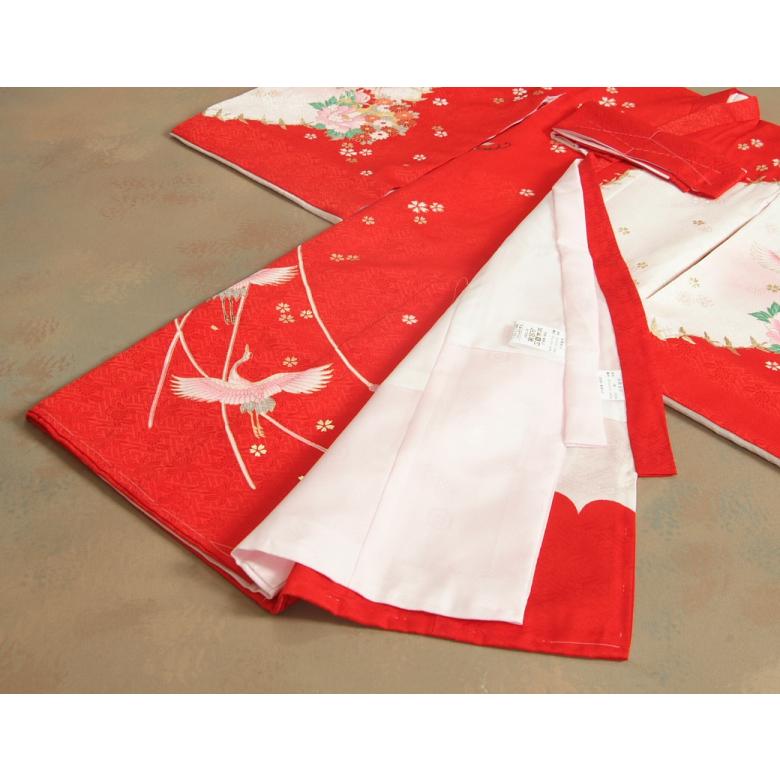 美品　お宮参り 　正絹　産着　初着　女の子　赤　アンティーク　鶴 楽天市場】お宮参り 女の子 初着 産着 雲取りに鶴 赤色 正絹
