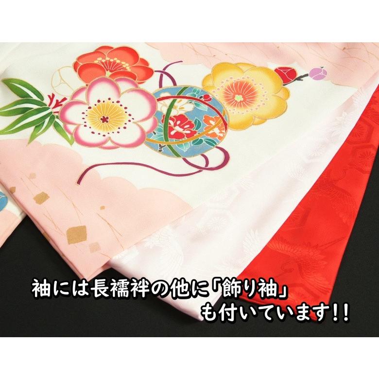 京美 お宮参り 着物 女の子 絹100％ 正絹 赤ちゃん 初着 白地 まり