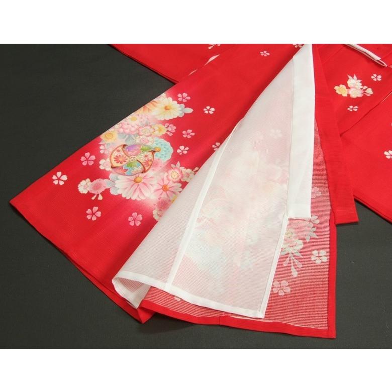 お宮参り 着物 夏用 女の子 正絹 赤色ピンク流水ぼかし まり 風車 絽生地 | 京美 | 06