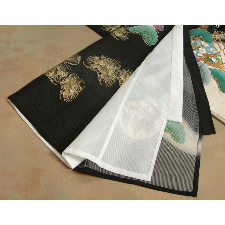 お宮参り 着物 夏用 男の子 正絹 黒色 兜 軍配 御所車 鼓 絽生地 | 京美 | 07