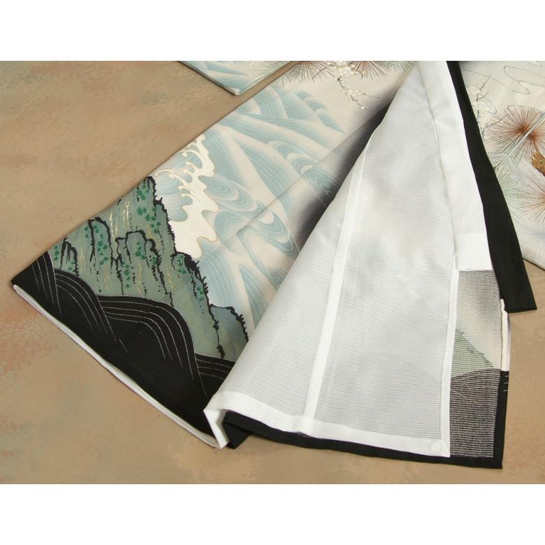 お宮参り 着物 夏用 男の子 正絹 黒色 鷹と虎 向鶴 富士山 絽生地 | 京美 | 07