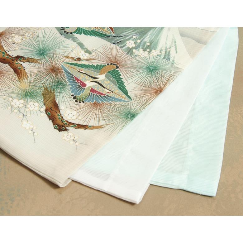 京美 お宮参り 着物 夏用 男の子 正絹 黒色 鷹と虎 向鶴 富士山 絽生地