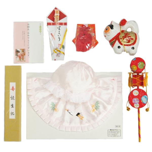 お宮参り よだれかけ 着物用 ポリエステル生地 涎掛け帽子 フードタイプ ピンク色 お宮参り８点セット 女の子向き 日本製