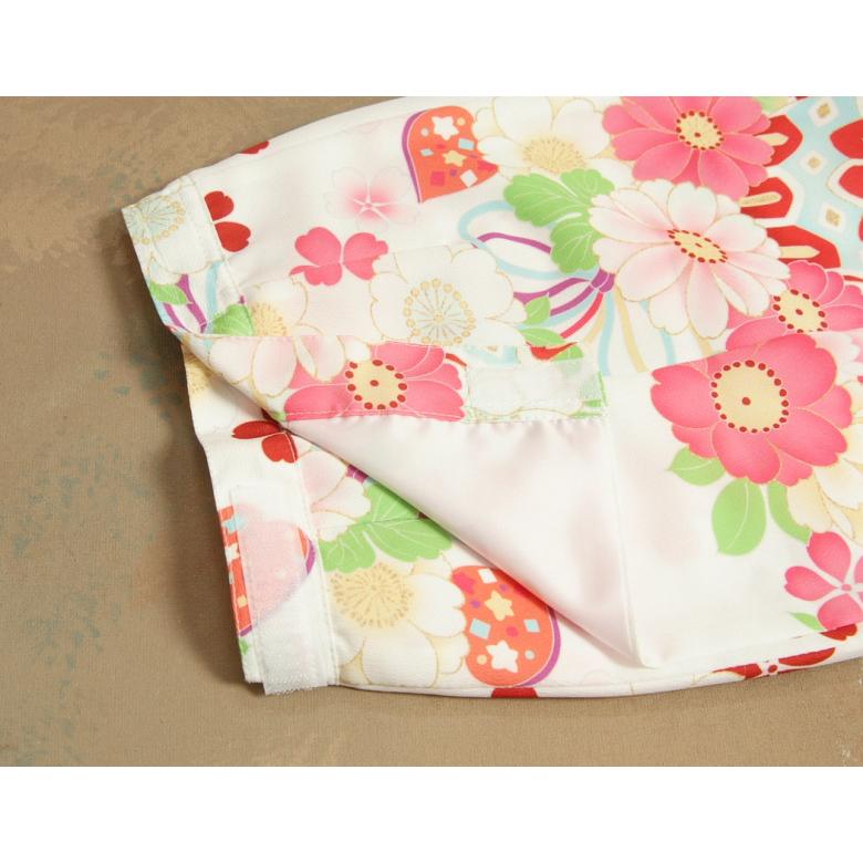ベビー着物 赤ちゃん 女の子着物 白色着物 桜珠 まり ピンク色被布 二部式仕様の楽々着せ付けタイプ | 京美 | 07
