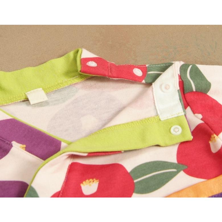 ベビー ロンパース 袴スタイル 光琳椿 淡ピンク色×紫色 カバーオール 初節句 60 70 80 90 | 京美 | 08