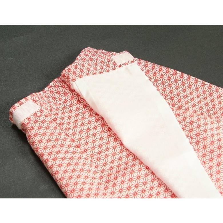 ベビー着物 赤ちゃん 女の子着物 赤色着物 麻の葉文様 ピンク地被布 刺繍使い 二部式仕様の楽々着せ付けタイプ | 京美 | 06