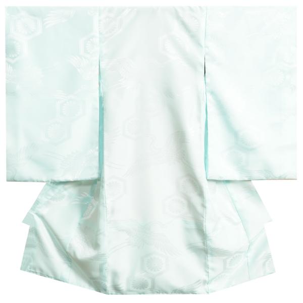お宮参り着物用長襦袢 水色 男女兼用仕様 つけ袖付き 袷仕立て ポリエステル 地紋生地 日本製