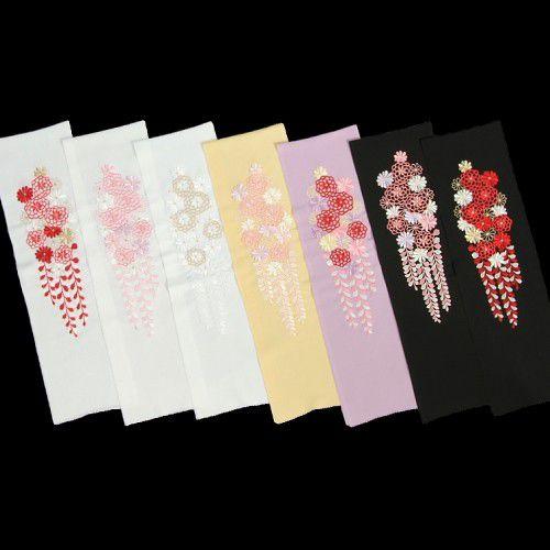 京美 刺繍半衿 牡丹菊 辻が花 振袖に最適 全7色 日本製 : お宮参り着物