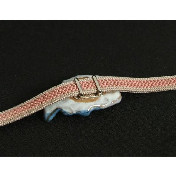 瀬戸赤津焼帯留め飾り おもしろ帯留シリーズ 瀬戸物 陶器 鯉上り 青色