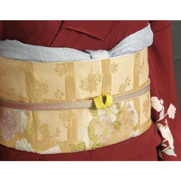 瀬戸赤津焼帯留め飾り　瀬戸物帯留シリーズ　陶器　黄色　日本製　通常の帯〆でも使用可能な幅広通し使用 |  | 03