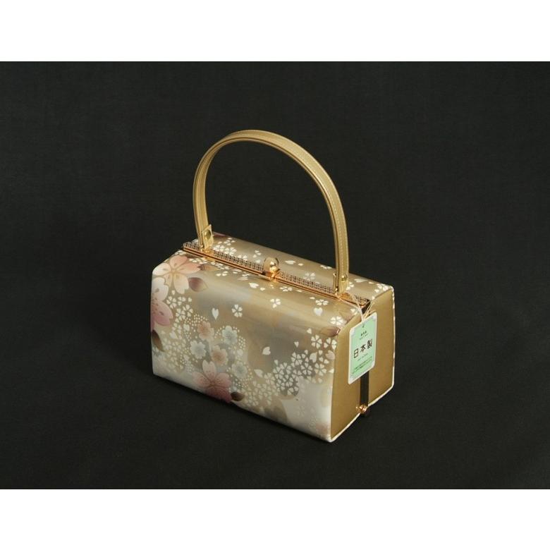 成人式・振袖・訪問着・着物　【草履バッグセット】　ゴールド/花柄 草履バッグセット 振袖 訪問着 ゴールドシルバーぼかし 桜流水柄 一枚