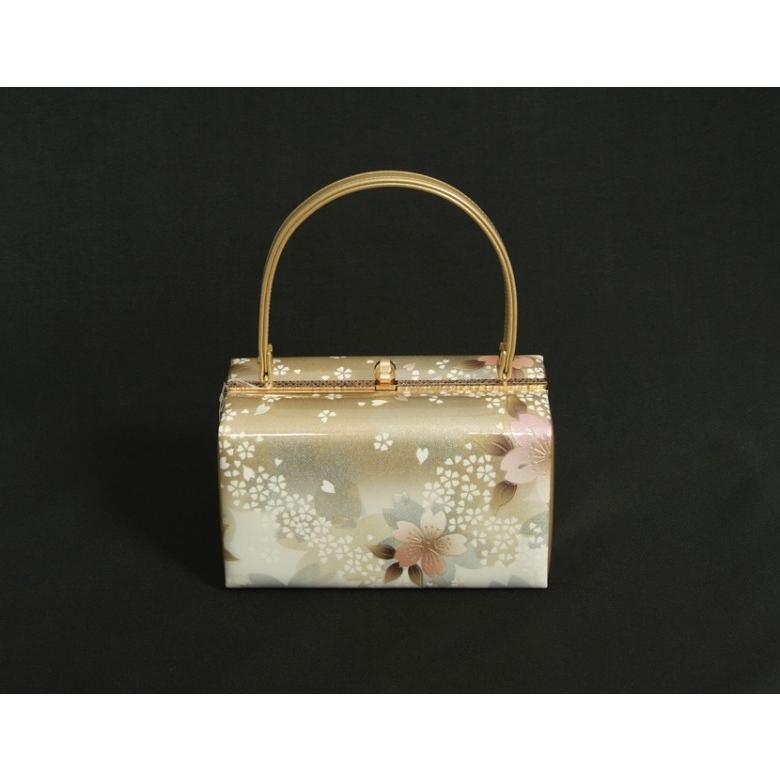 成人式・振袖・訪問着・着物　【草履バッグセット】　ゴールド/花柄 草履バッグセット 振袖 訪問着 ゴールドシルバーぼかし 桜流水柄 一枚