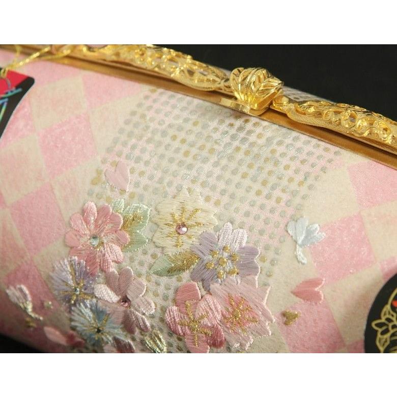 草履バックセット　振袖　訪問着　華刺繍使い　ピンク市松　銀通し生地　Lサイズ　三枚芯　優花緒使用　日本製 | ブランド登録なし | 04