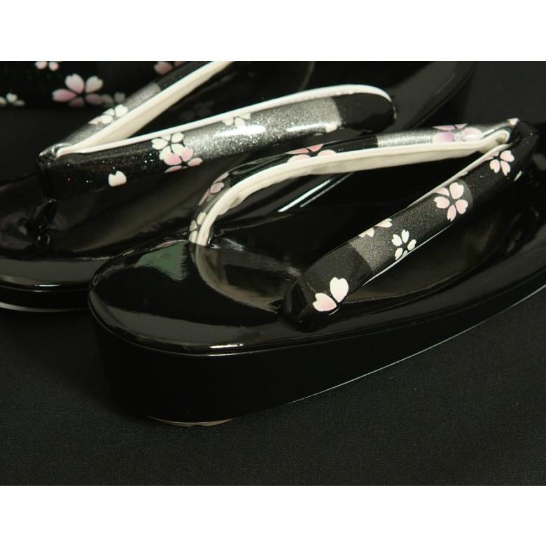 草履バッグセット　振袖　訪問着　黒銀市松　小桜柄　一枚芯　LLサイズ　角型バッグ　日本製 | ブランド登録なし | 02