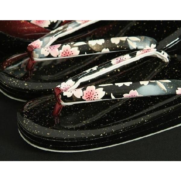 草履バックセット　振袖　訪問着　黒エンジ切替　桜柄　二枚芯　 ＬＬサイズ　日本製 | ブランド登録なし | 01