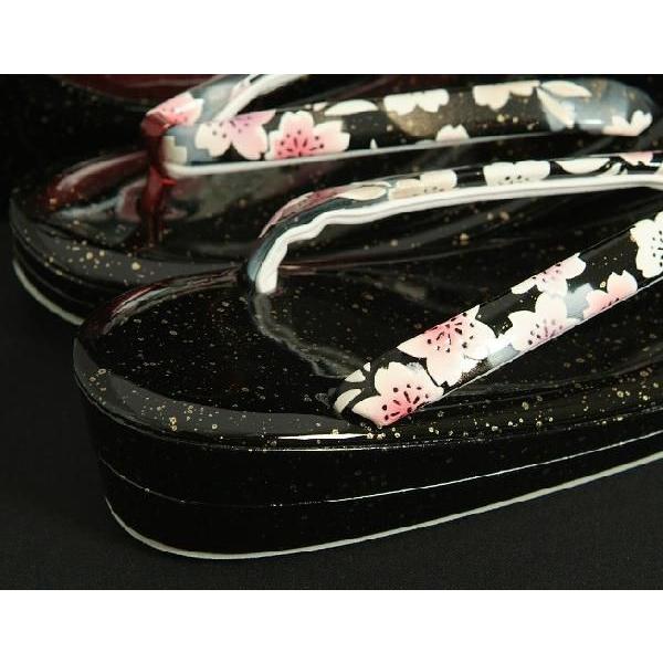 草履バックセット　振袖　訪問着　黒エンジ切替　桜柄　二枚芯　 ＬＬサイズ　日本製 | ブランド登録なし | 02