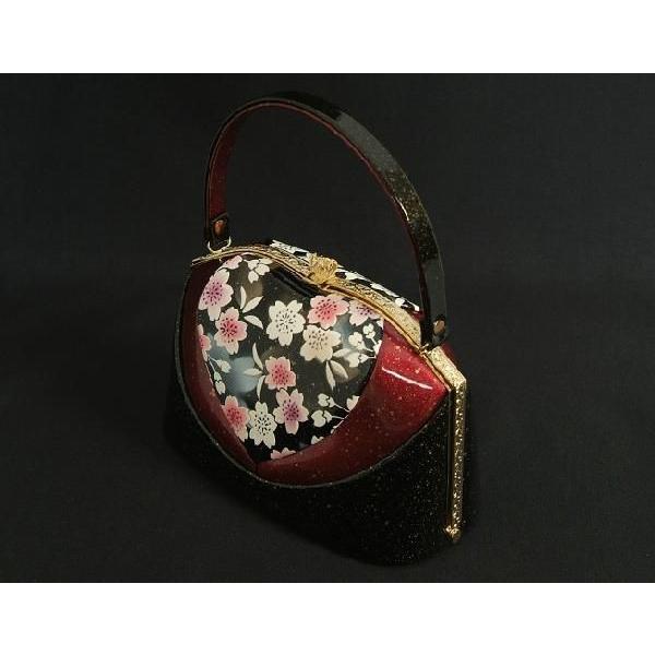 草履バックセット　振袖　訪問着　黒エンジ切替　桜柄　二枚芯　 ＬＬサイズ　日本製 | ブランド登録なし | 03