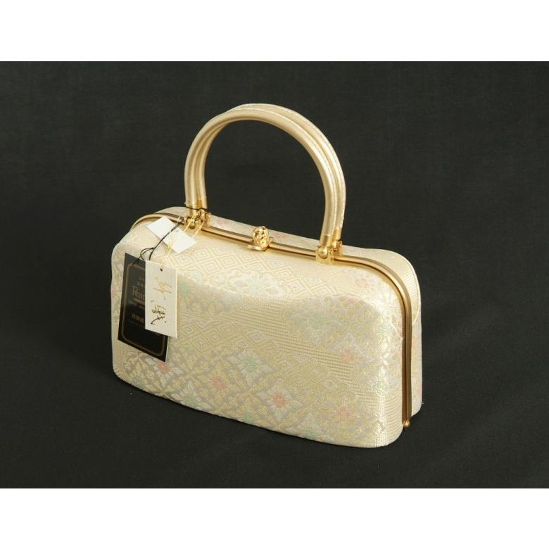 草履バッグセット　振袖　訪問着　留袖　紗織ブランド　パールゴールド　雲取重ね菱文様　Mサイズ　二本手バック　パールトーン加工　三枚芯　日本製 | ブランド登録なし | 03