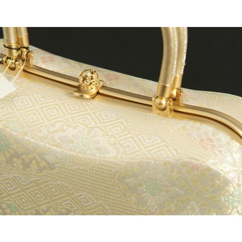 草履バッグセット　振袖　訪問着　留袖　紗織ブランド　パールゴールド　雲取重ね菱文様　Mサイズ　二本手バック　パールトーン加工　三枚芯　日本製 | ブランド登録なし | 04