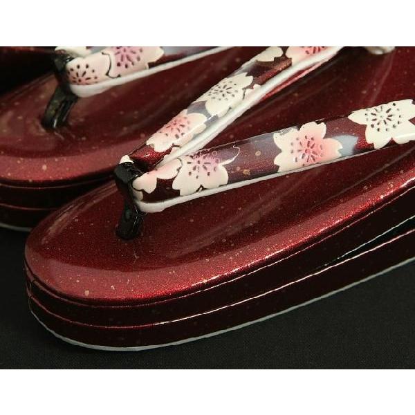 草履バックセット 振袖 訪問着 エンジ ゴールド箔柄 桜柄中切替 三枚芯 