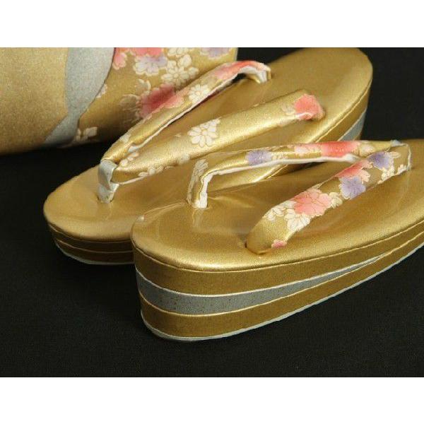 草履バックセット　振袖　訪問着　ゴールド　シルバー柄切替　牡丹　三枚芯　Sサイズ　日本製 | ブランド登録なし | 02