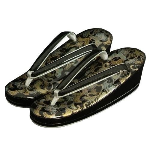 着物草履単品 留袖 訪問着 振袖 黒 蔓蔦 本螺鈿 二枚芯 S・M・Lサイズ 日本製