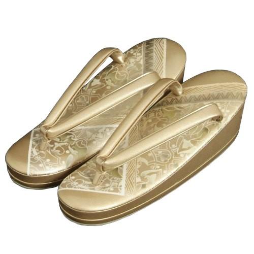 着物草履単品 留袖 訪問着 振袖 ゴールド 有職斜文様 本螺鈿 二枚芯 Lサイズ 日本製