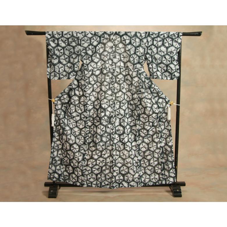 京美 浴衣 ゆかた 単品 有松鳴海絞り 白色×黒色 亀甲巻上げ絞り 京美 浴衣 ゆかた 単品 有松鳴海絞り 白色×黒色 亀甲巻上げ絞り