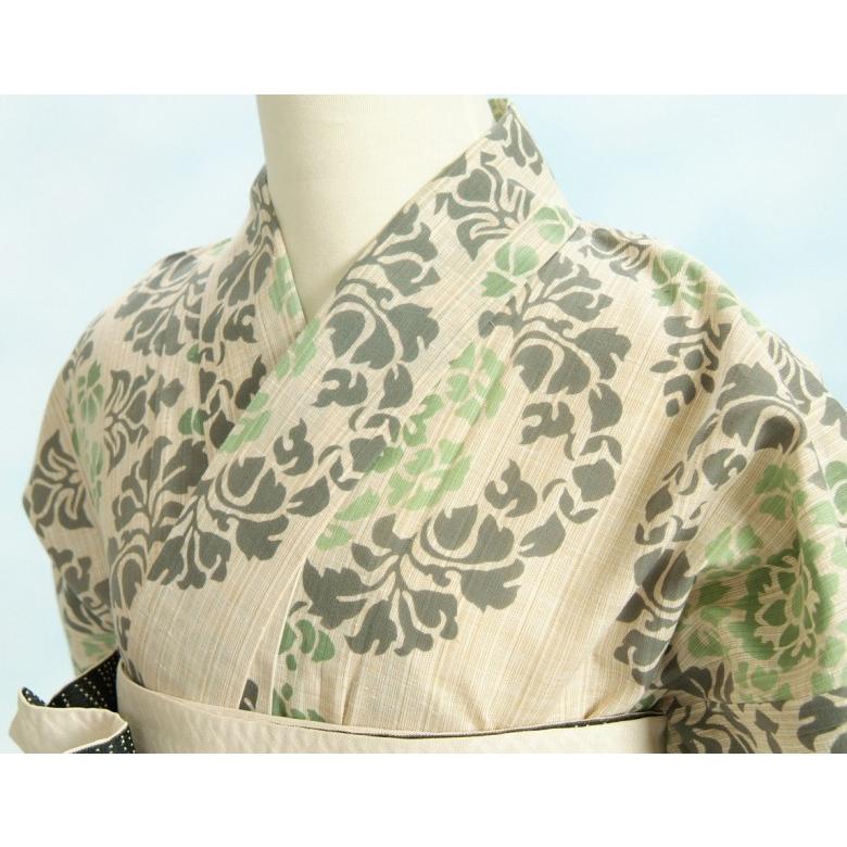 浴衣 ゆかた 単品 龍村美術着物ブランド 生成り色 有職華柄 注染染め