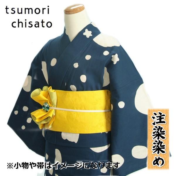 浴衣 ゆかた 単品 tumori chisatoブランド 紺色 水玉 注染染め 知多木綿 綿清水生地使用 綿100％ 日本製 