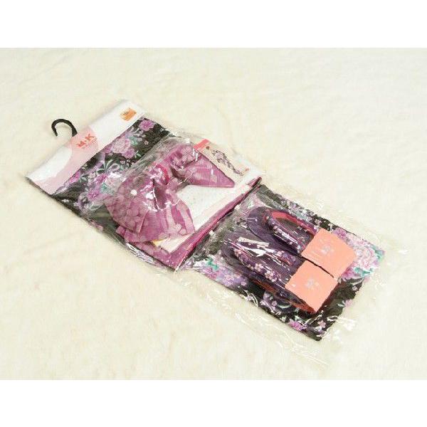 京美 浴衣 ジュニアサイズ リョウコキクチブランドゆかた6点セット 黒