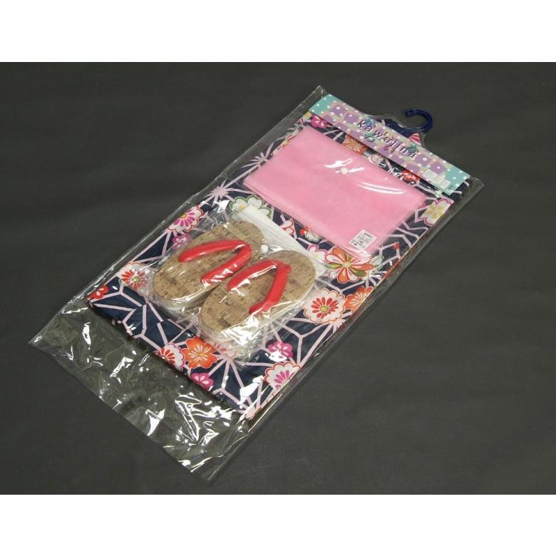 浴衣　女の子　キッズサイズ　かわいいなブランドゆかた３点セット　紺色　麻の葉柄　綿紅梅生地　100cm　110cm　120cm　130cm | 京美 | 05