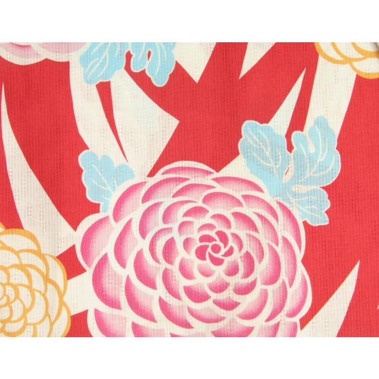 浴衣 ゆかた 凪ブランド 赤色 有職牡丹柄 ゆかたにピッタリな搦み織生地使用 綿１００％ | 凪 | 02