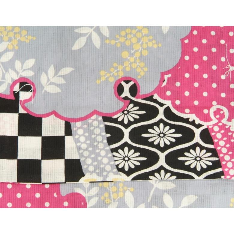 浴衣 ゆかた 凪ブランド 黒色 雪輪有職柄 ゆかたにピッタリな搦み織生地使用 綿１００％ | 凪 | 02