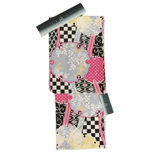 浴衣 ゆかた 凪ブランド 黒色 雪輪有職柄 ゆかたにピッタリな搦み織生地使用 綿１００％ | 凪 | 05